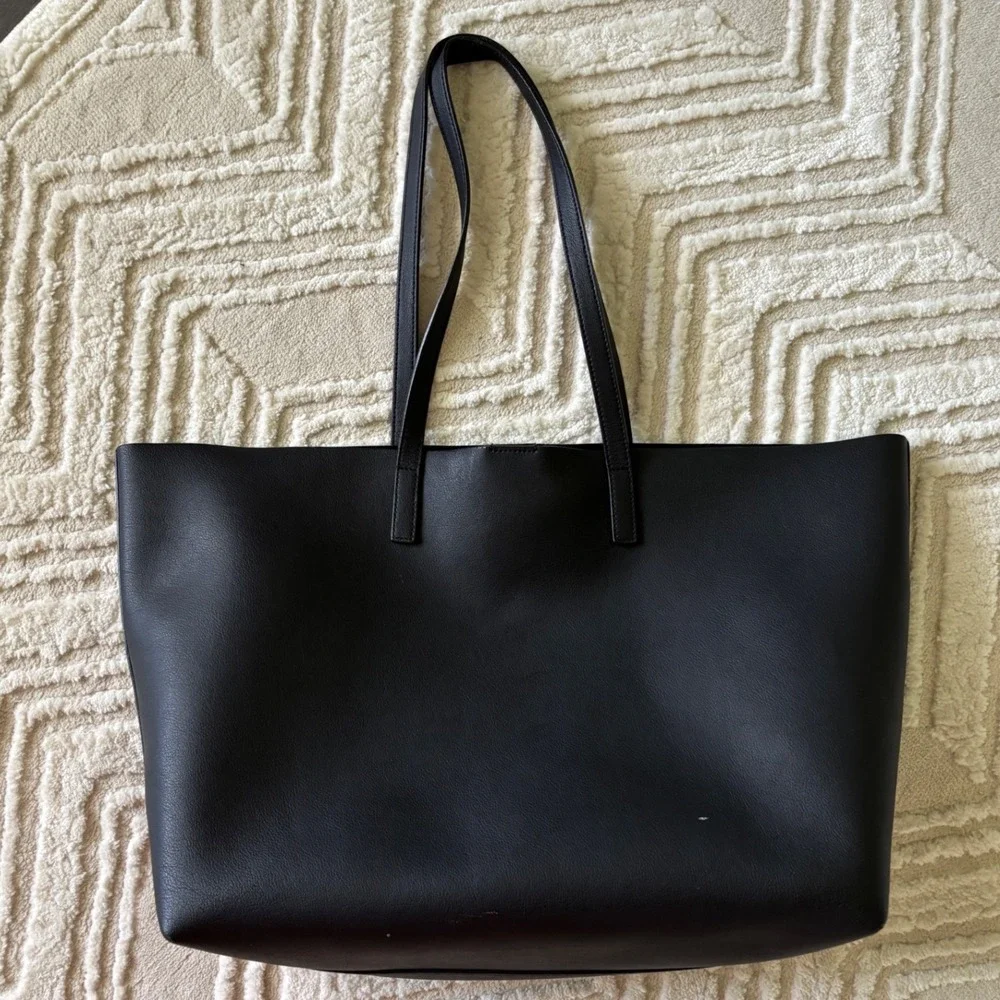 Saint Laurent Black Leather Tote and Matching Wallet